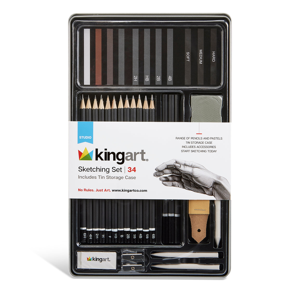 Sketching Set in Tin Case 34 pc — KINGART