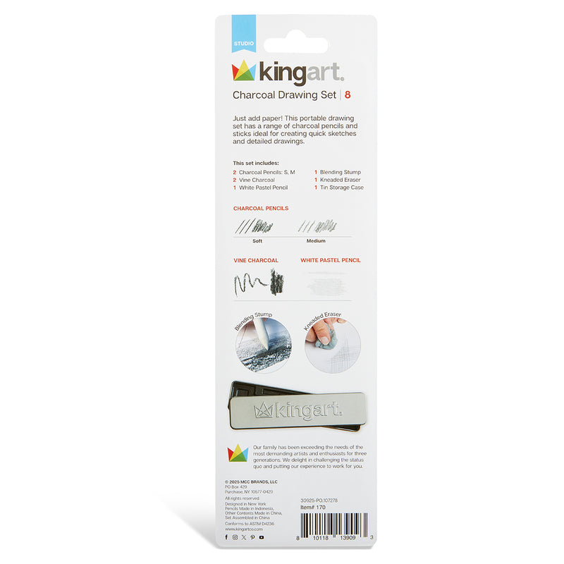Charcoal Drawing Set - 8 Pieces - ARTIST SETS - KINGART
