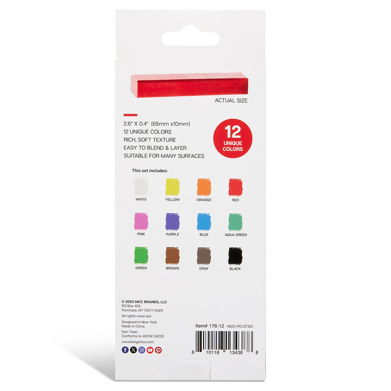 Soft Square Pastels Full Sticks 12 pc - DRAWING & SKETCHING SUPPLIES - KINGART