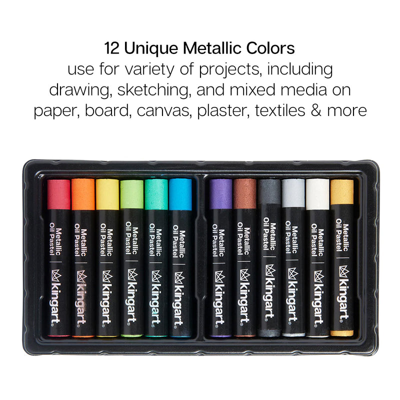 12 Color Pastles Oil Pastels - 12 Metallic Colors — KINGART