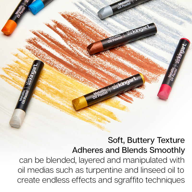 Oil Pastels 12 Metallic Colors - DRAWING & SKETCHING SUPPLIES - KINGART