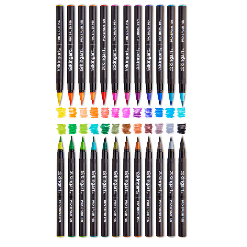 Real Watercolor Brush Pens 24 Colors - Pro - KINGART