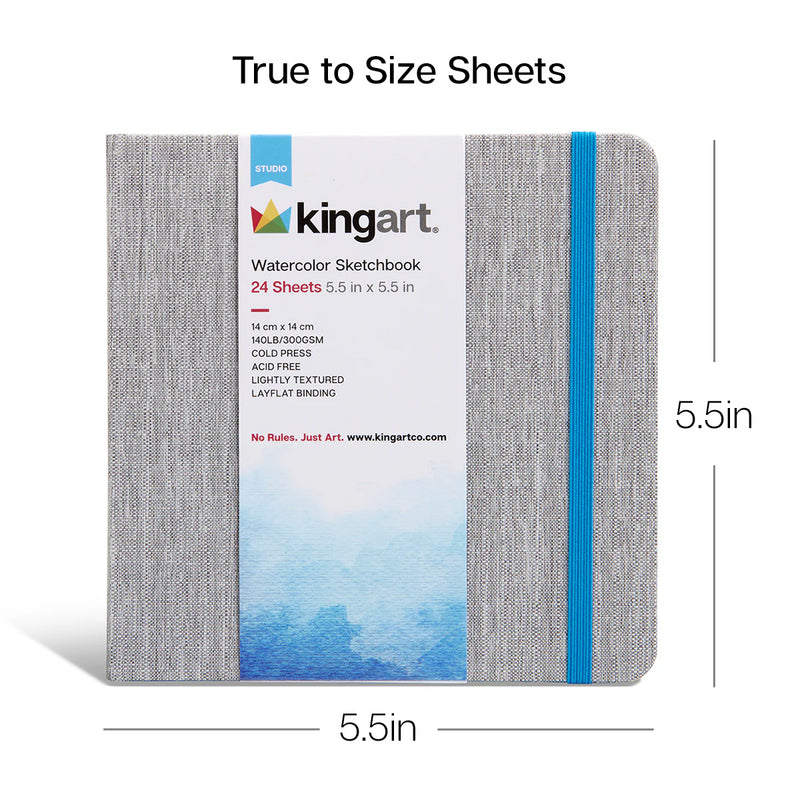 Watercolor Sketchbook Bundle – Spiral Pad + Hardcover Journal 2 Pack (5.5x5.5", 10x12") - ARTIST PAPER - KINGART
