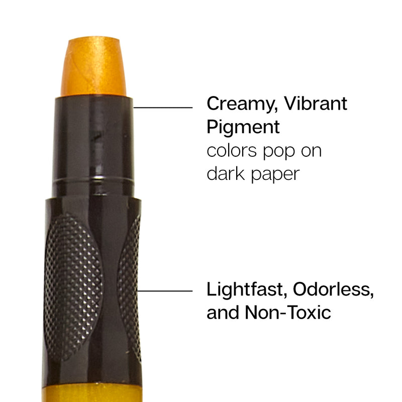 Gel Stick Crayons 12 Metallic Colors - Studio - KINGART