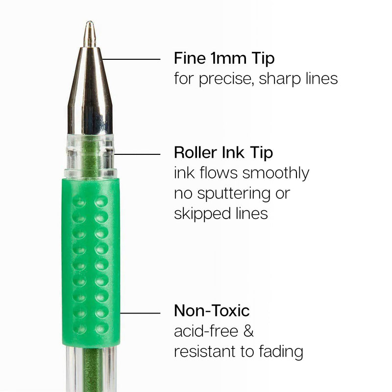 Gel Pens, Soft Grip, 24 Green Tone Colors - Studio - KINGART