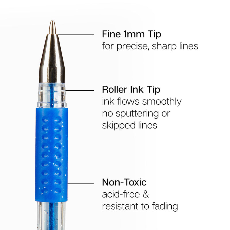 Gel Pens, Soft Grip, 50 Glitter Colors - Studio - KINGART