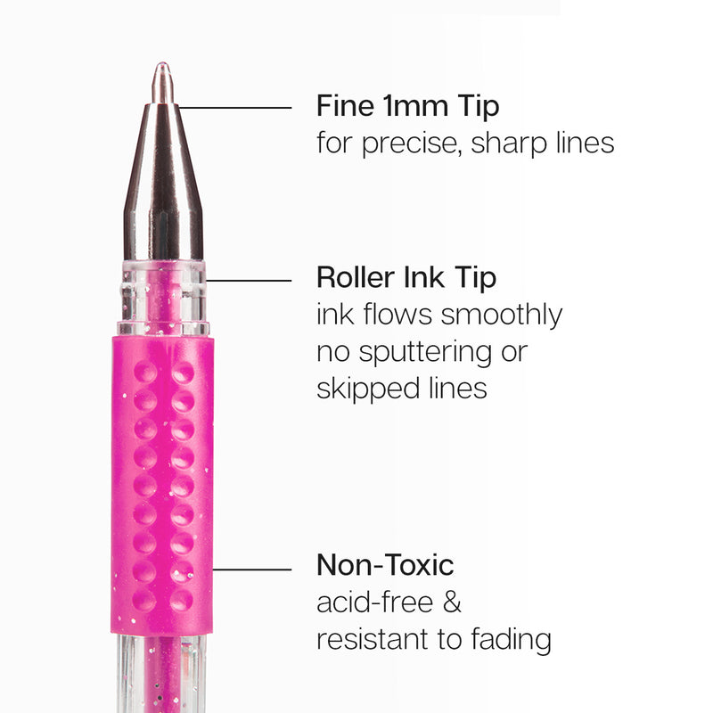 Gel Pens, Soft Grip, 24 Pink & Purple Tone Colors - Studio - KINGART