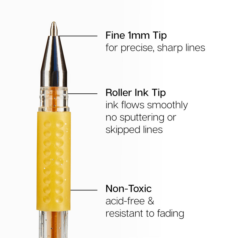 Gel Pens, Soft Grip, 80 Glitter Colors - Studio - KINGART