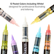 PRO Acrylic Paint Brush Pens 12 Pastel Colors - Pro - KINGART