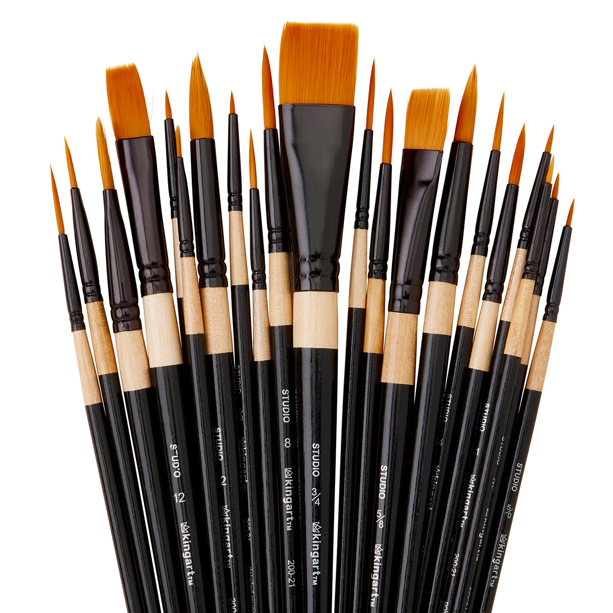 KINGART™ Studio Mixed Media Brushes, Set of 21