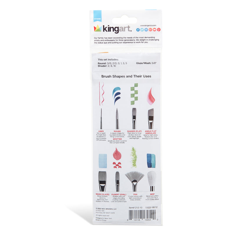 Golden Nylon All Media Brush Set – 10 Piece - Studio - KINGART