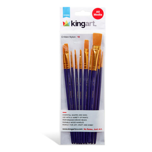 Golden Nylon All Media Brush Set – 10 Piece - Studio - KINGART