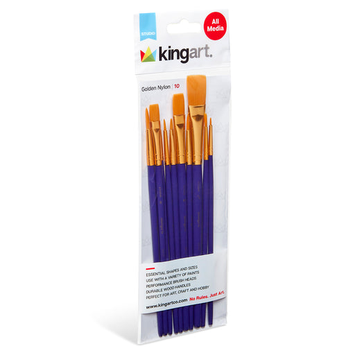 Golden Nylon All Media Brush Set – 10 Piece - Studio - KINGART