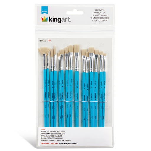 Studio Bristle Brush Set – 15 Piece - STUDIO LEVEL BRUSH SETS - KINGART