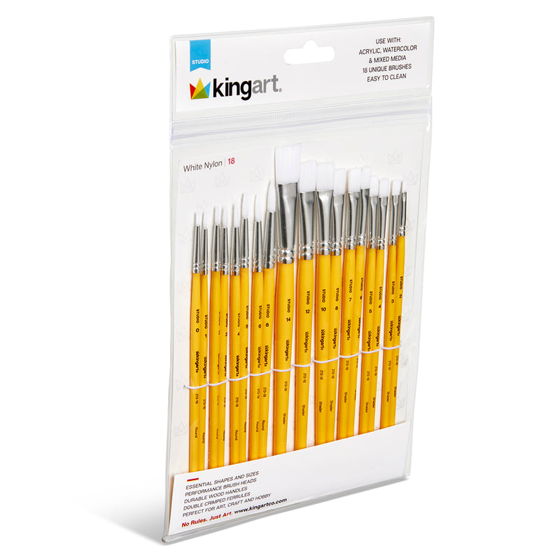 Studio White Nylon Brush Set – 18 Piece