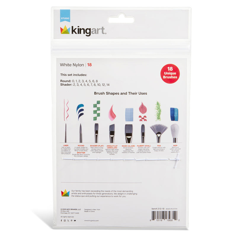 Studio White Nylon Brush Set – 18 Piece