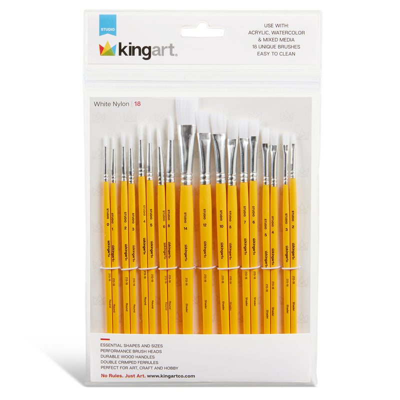 Studio White Nylon Brush Set – 18 Piece