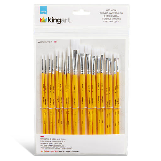 Studio White Nylon Brush Set – 18 Piece - STUDIO LEVEL BRUSH SETS - KINGART