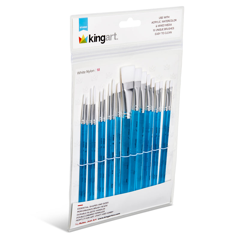 Studio White Nylon Brush Set – 18 Piece