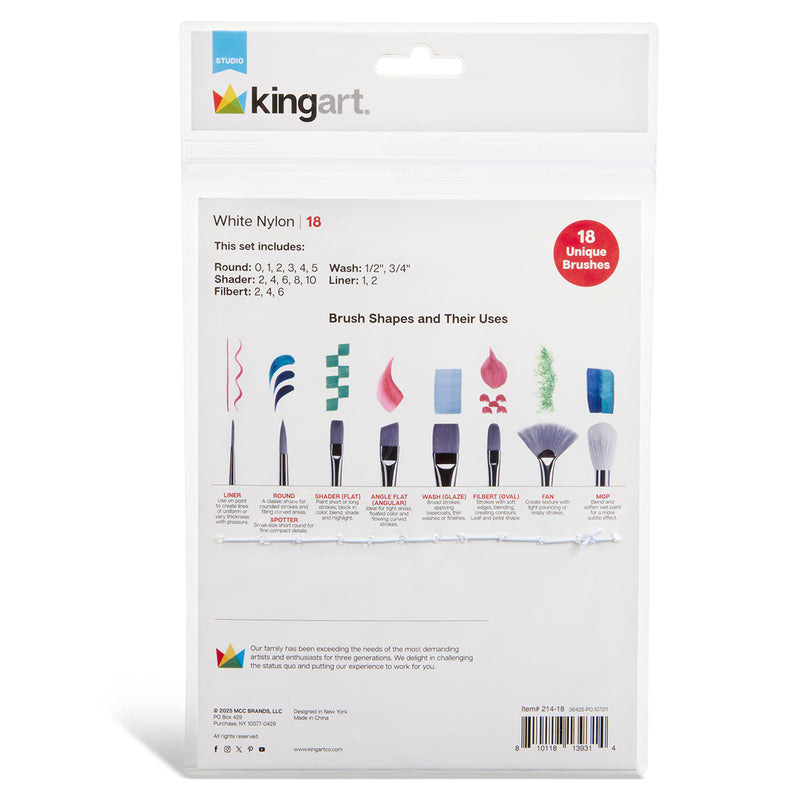 Studio White Nylon Brush Set – 18 Piece