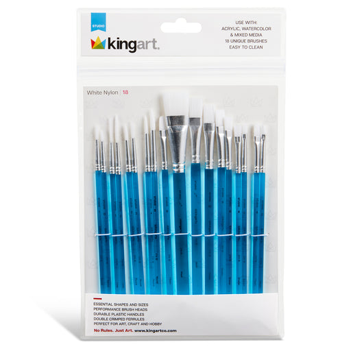 Studio White Nylon Brush Set – 18 Piece - STUDIO LEVEL BRUSH SETS - KINGART