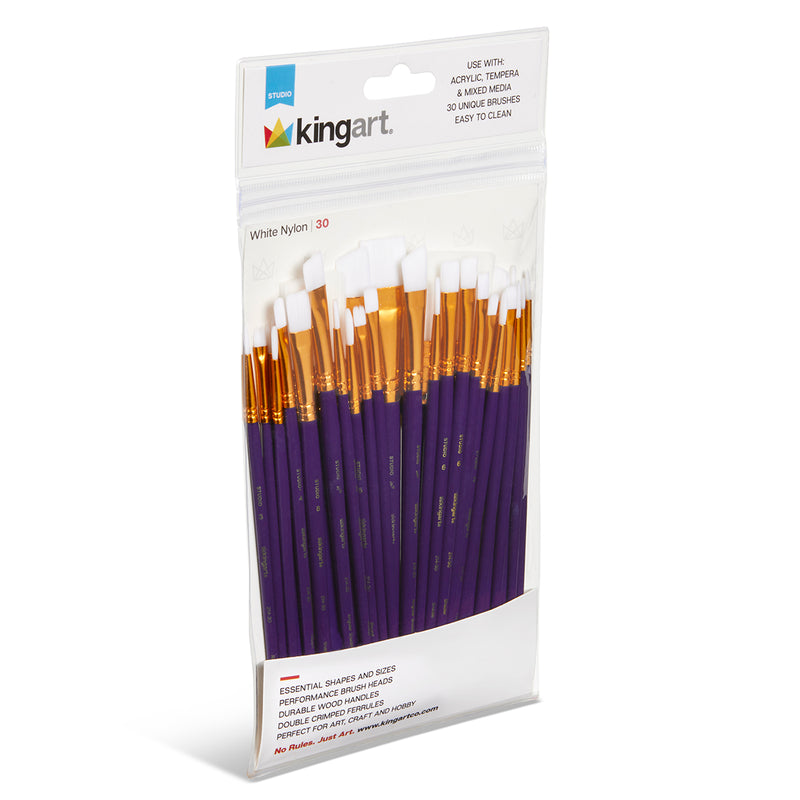 Studio White Nylon Brush Set - 30 Pieces