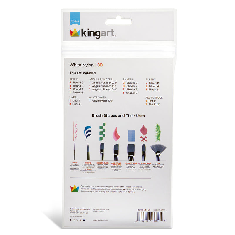 Studio White Nylon Brush Set - 30 Pieces