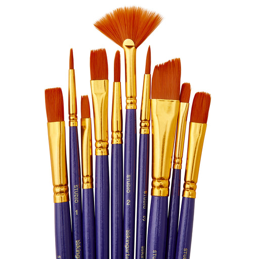 Brush Set Gold Nylon Art & Craft 10 pc - Studio - KINGART