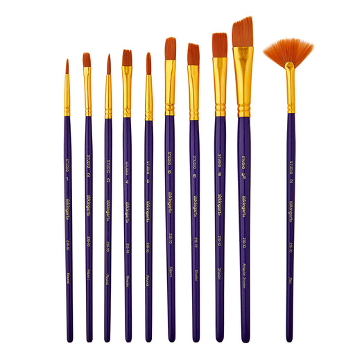 Brush Set Gold Nylon Art & Craft 10 pc - Studio - KINGART