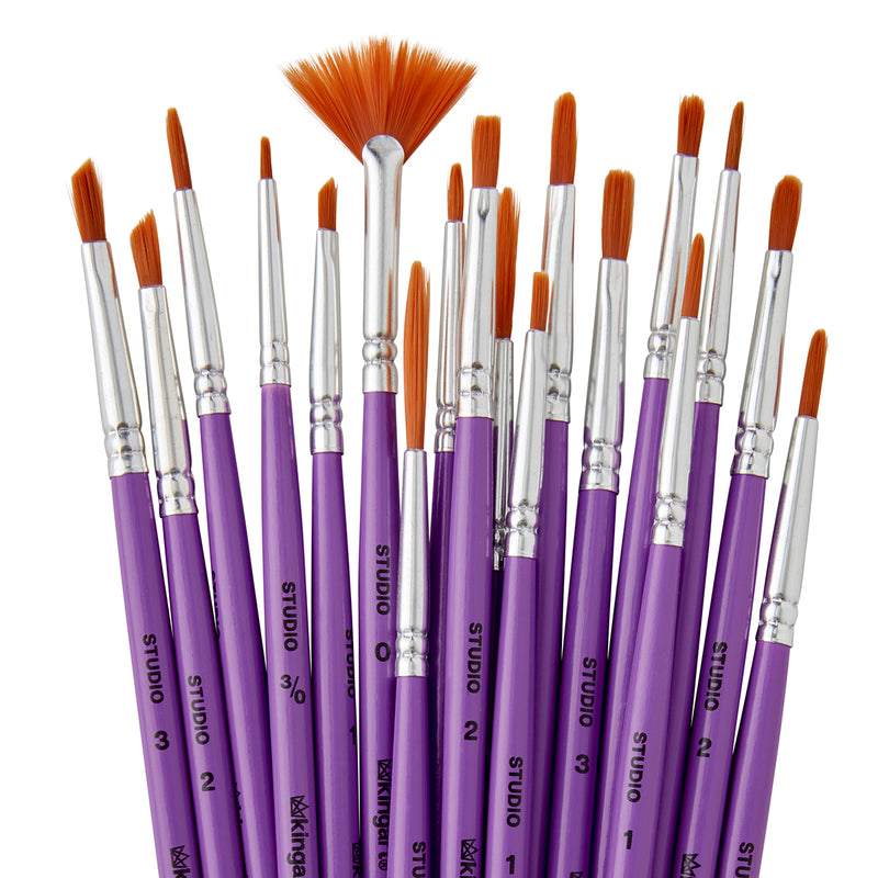 Studio Brown Nylon Detail Brush Set – 18 Piece