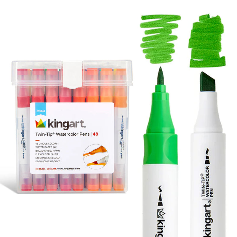 Twin-Tip™ Watercolor Pens 48 Colors - MARKERS & PENS - KINGART