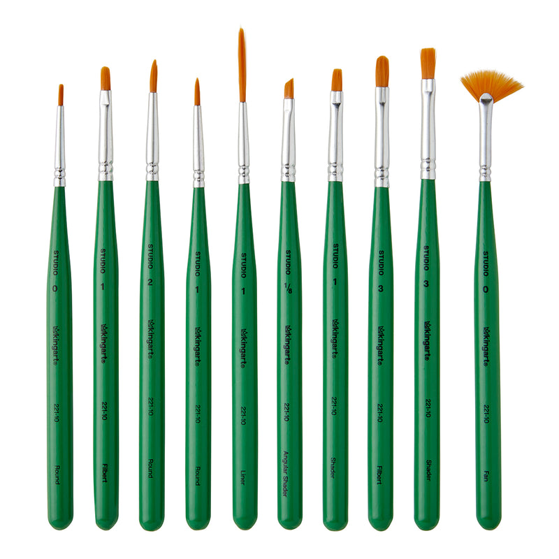 Studio Golden Nylon Detail Brush Set – 10 Piece - STUDIO LEVEL BRUSH SETS - KINGART