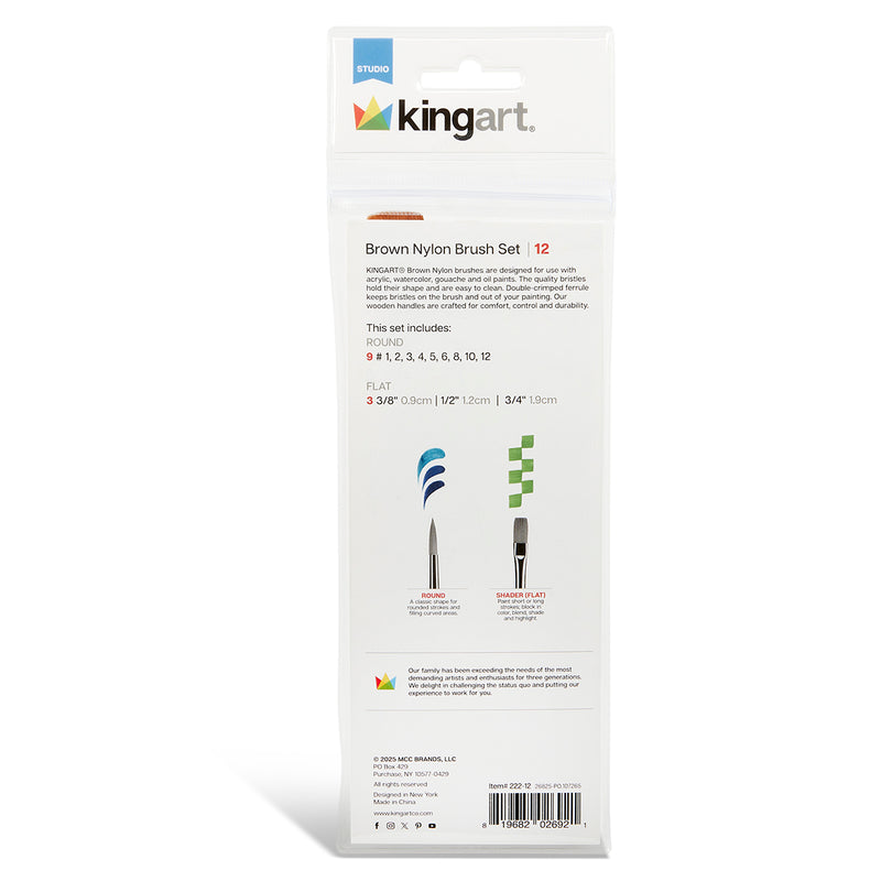 Studio Golden Nylon Brush Set - 12 Pieces - Studio - KINGART