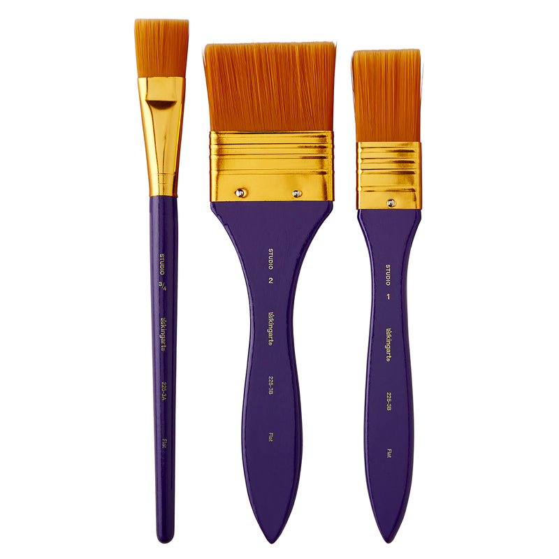 Brush Set Gold Nylon Art & Craft 3 pc - Studio - KINGART
