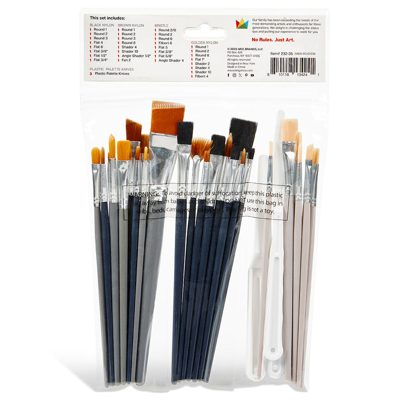 Studio Brush & Tool Set – 35 Pieces - STUDIO LEVEL BRUSH SETS - KINGART