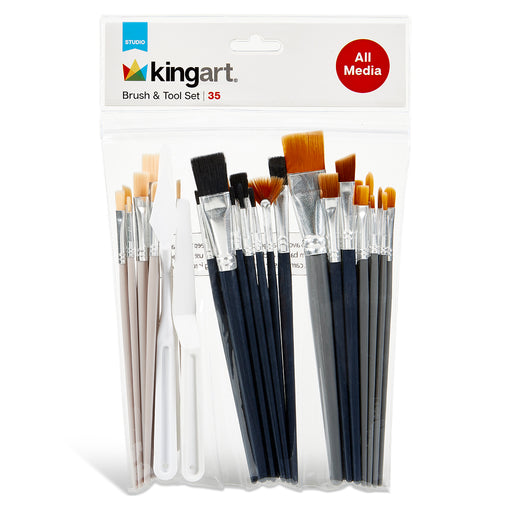 Studio Brush & Tool Set – 35 Pieces - STUDIO LEVEL BRUSH SETS - KINGART