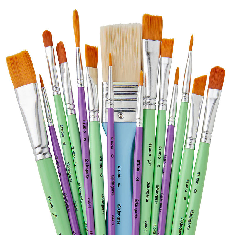 Studio Variety Pack Brush Set – 15 Piece - STUDIO LEVEL BRUSH SETS - KINGART