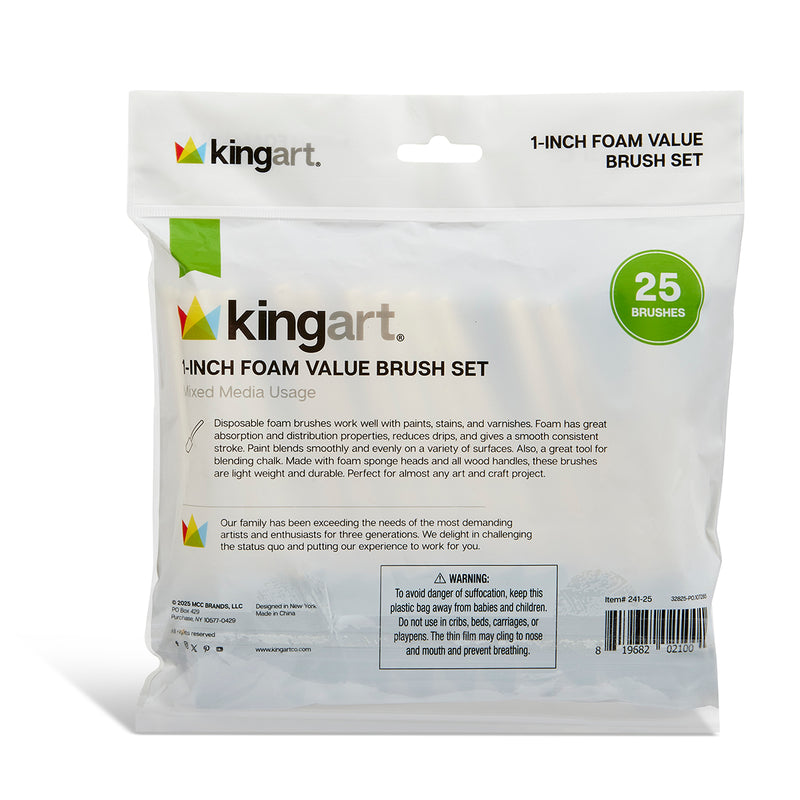 Foam Brushes 1” 25 pc