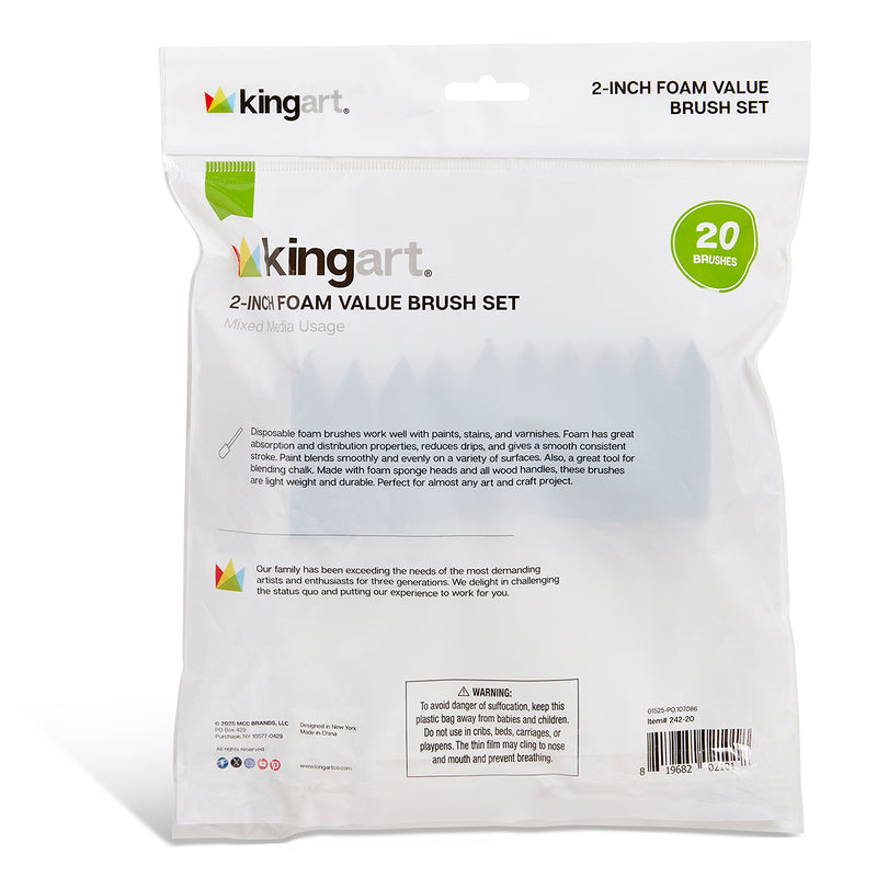 Foam Brushes 2” 20 pc - Value - KINGART®