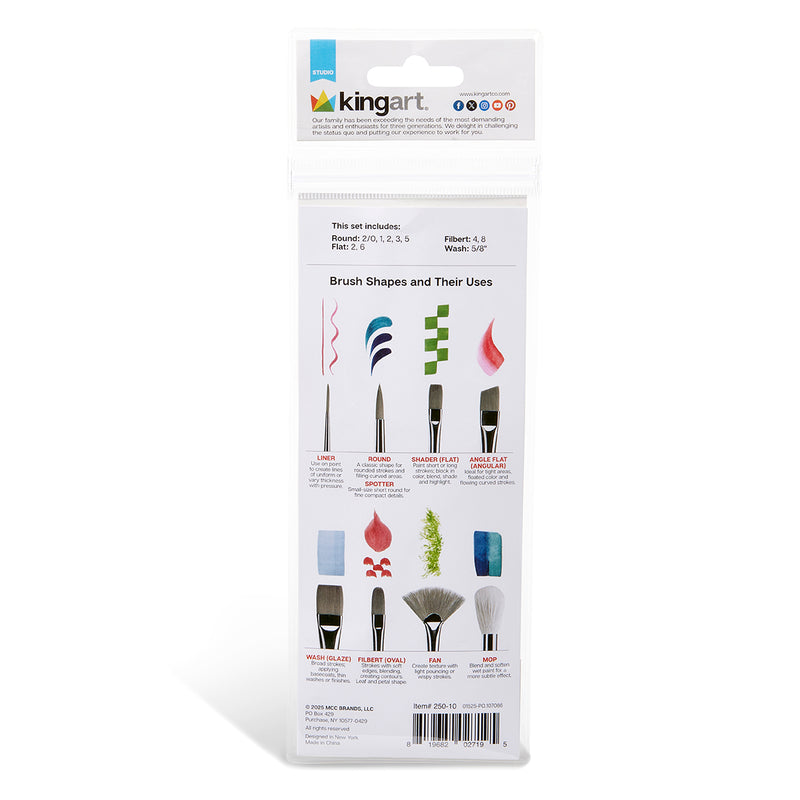 Gold Nylon Brush Set 10 pc - Studio - KINGART®