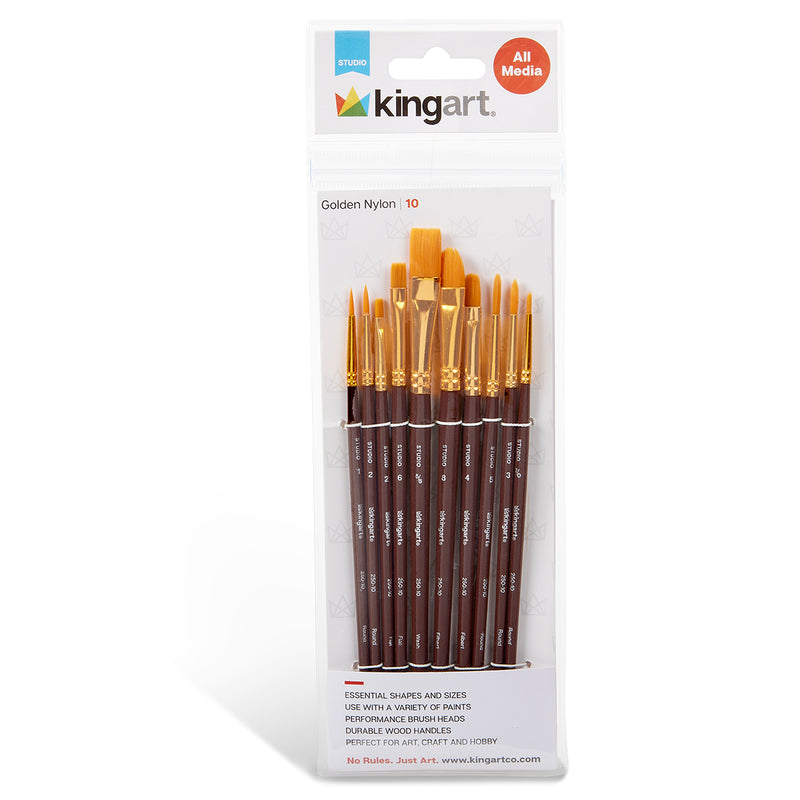 Gold Nylon Brush Set 10 pc - Studio - KINGART®