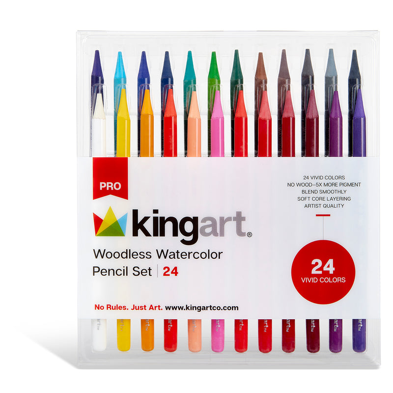 Woodless Watercolor Pencils 24 Colors - Pro - KINGART
