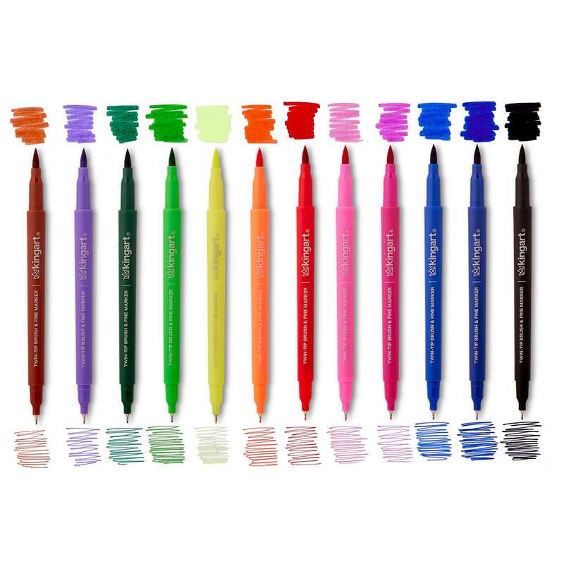 Twin-Tip™ Brush & Fine Markers 12 Colors - Studio - KINGART