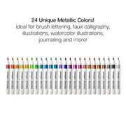 Acrylic Paint Brush Tip Markers 24 Metallic Colors - Studio - KINGART