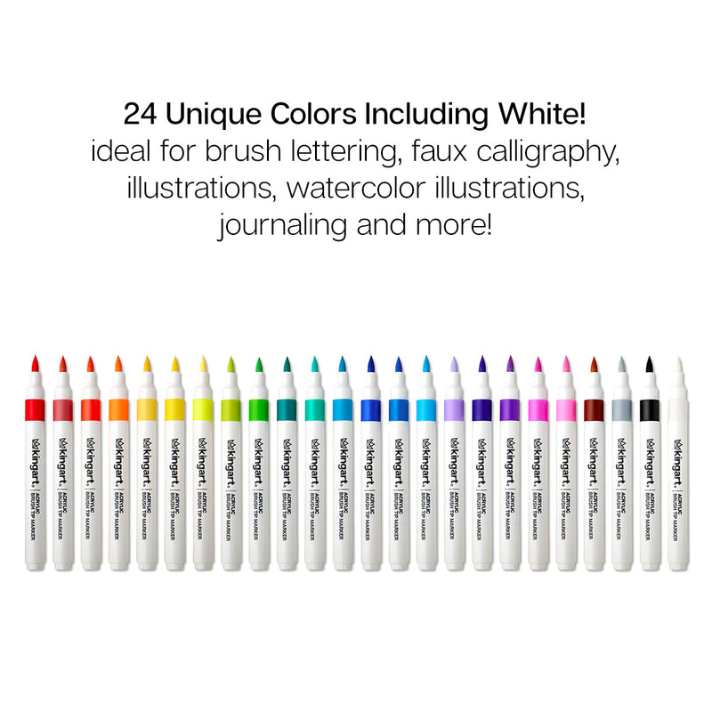 Acrylic Paint Brush Tip Markers 24 Colors - Studio - KINGART