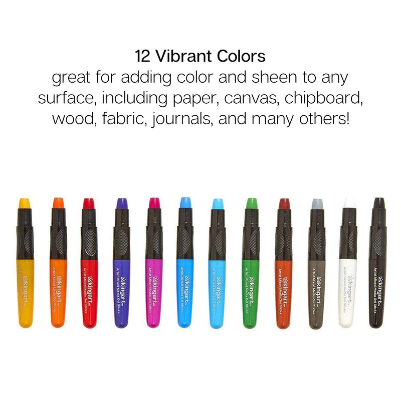 Gel Stick Crayons 12 Colors - Studio - KINGART