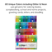 Gel Pens, Soft Grip, 80 Glitter Colors - Studio - KINGART