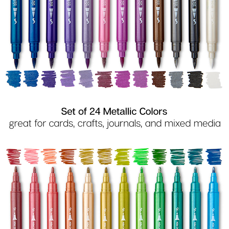Twin-Tip™ Metallic Pens 24 Colors - MARKERS & PENS - KINGART