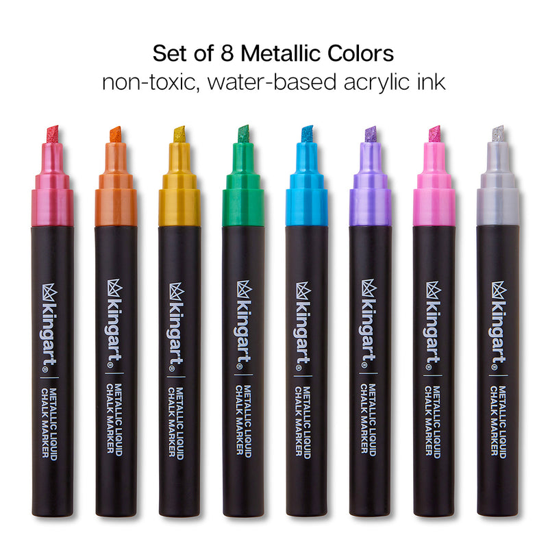 Liquid Chalk Markers 8 Metallic Colors - Studio - KINGART