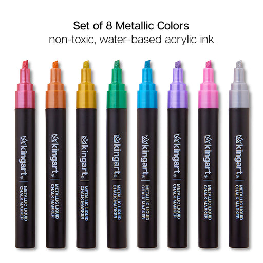Liquid Chalk Markers 8 Metallic Colors - Studio - KINGART